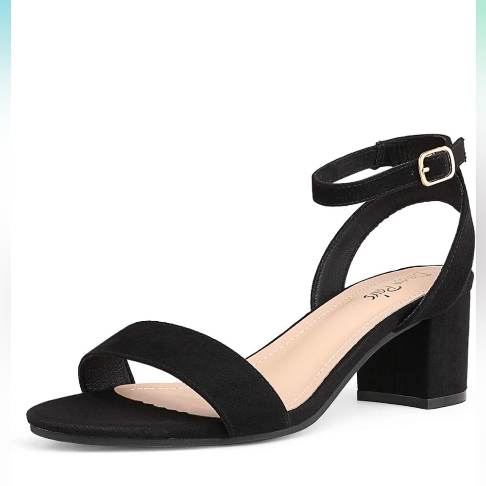 NWT DREAM PAIRS Women's Open Toe Ankle Strap Low Block Chunky Heels